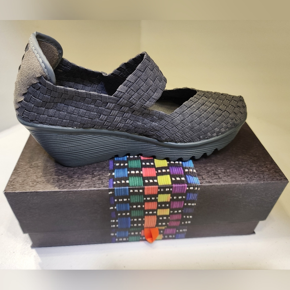 Bernie Mev - Women's Woven Platform Shoes - Pewter - Size 38